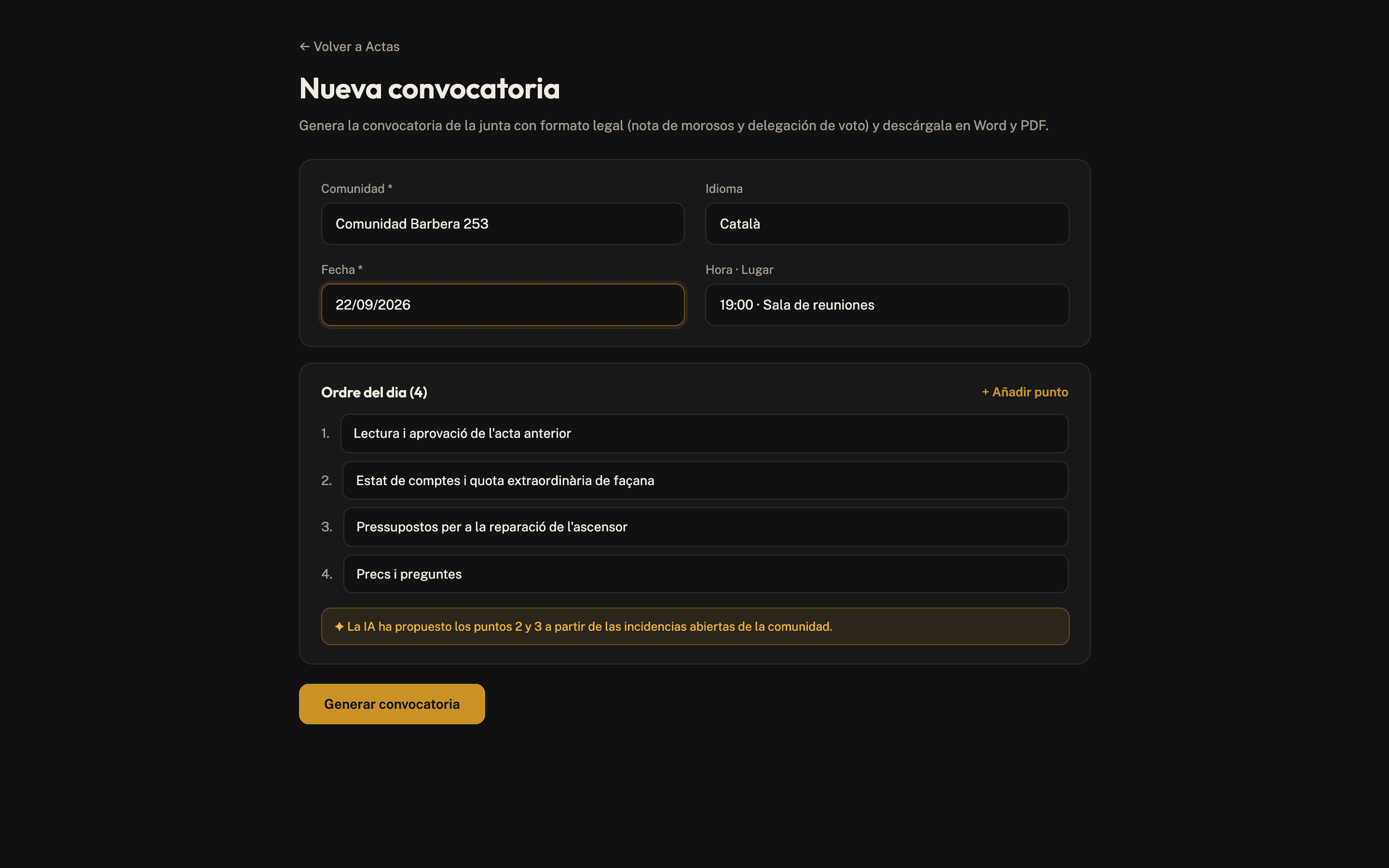 Generador de convocatorias y actas de Wabee